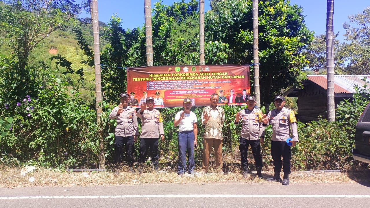 Selain Himbau, Polisi Aceh Tengah Pasang Spanduk Disejumlah Titik Rawan Kebakaran