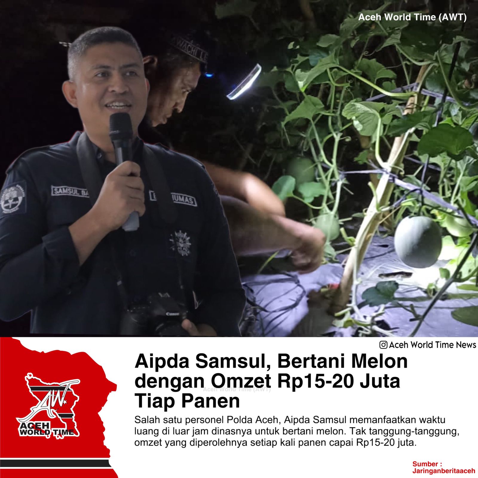 Aipda Samsul, Bertani Melon dengan Omzet Rp15-20 Juta Tiap Panen