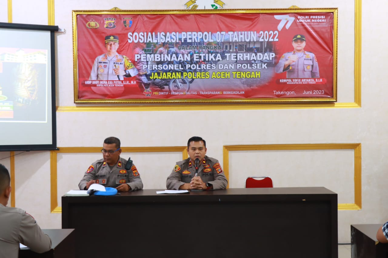 Pembinaan Etika, Propam Polres Sosialisasi Perpol Nomor 7 Tahun 2022 Pada Personel Polres Dan Polsek Jajaran.
