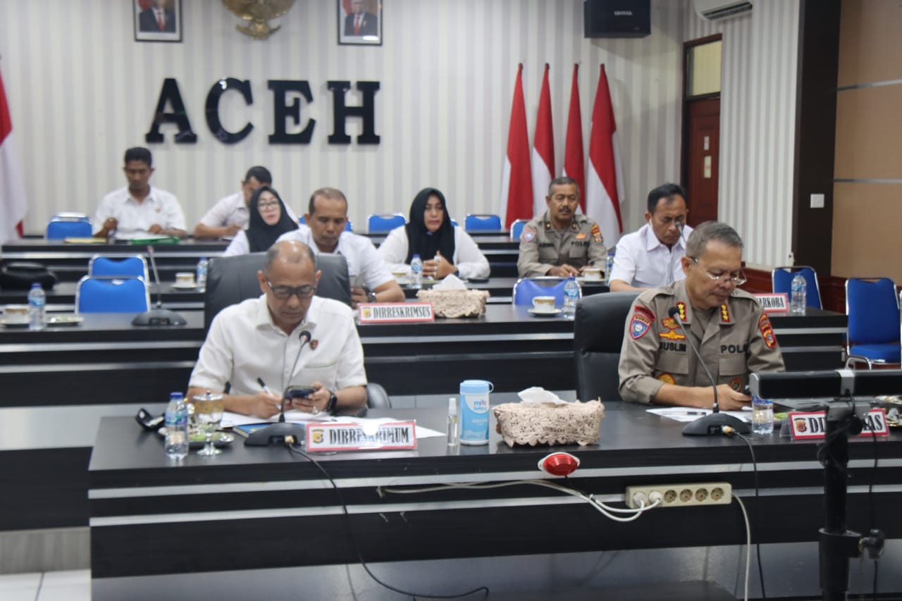 Dirreskrimum dan Dirbinmas Polda Aceh Hadiri Rapat Anev Satgas TPPO.