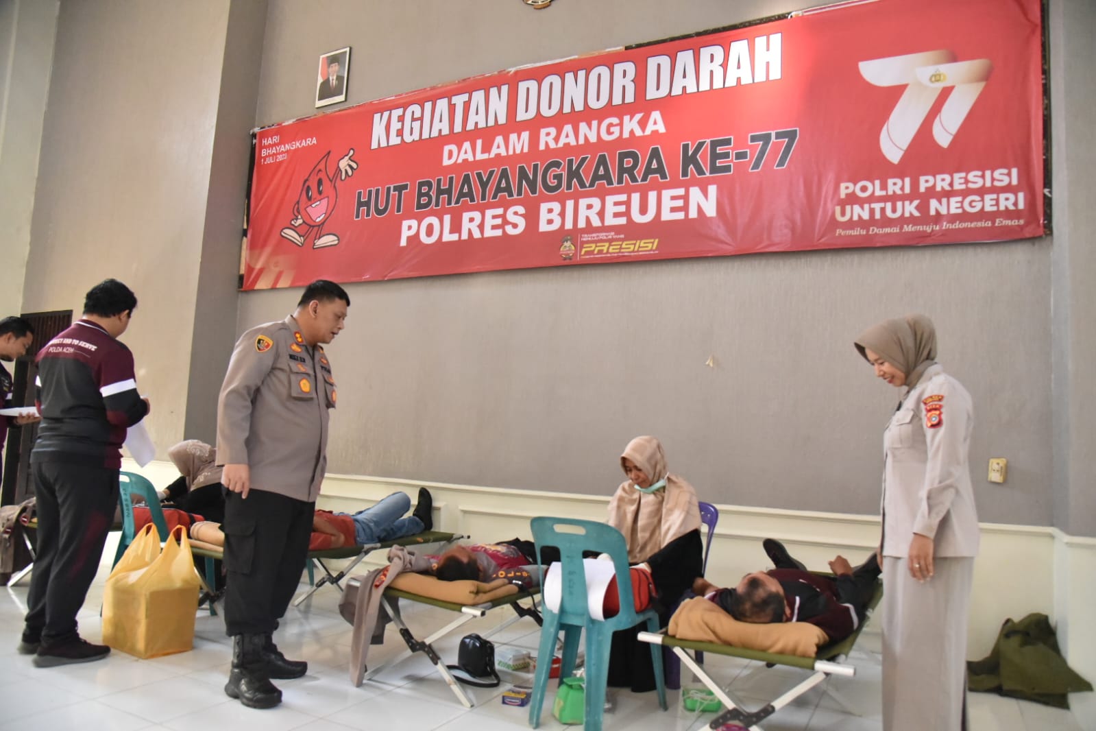 Polres Bireuen Gelar Donor Darah Hari Bhayangkara Ke 77
