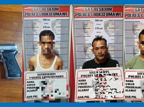 Tim Resmob Polres Lhokseumawe Bekuk Tiga Tersangka Penculikan Gunakan Senjata Laras Pendek