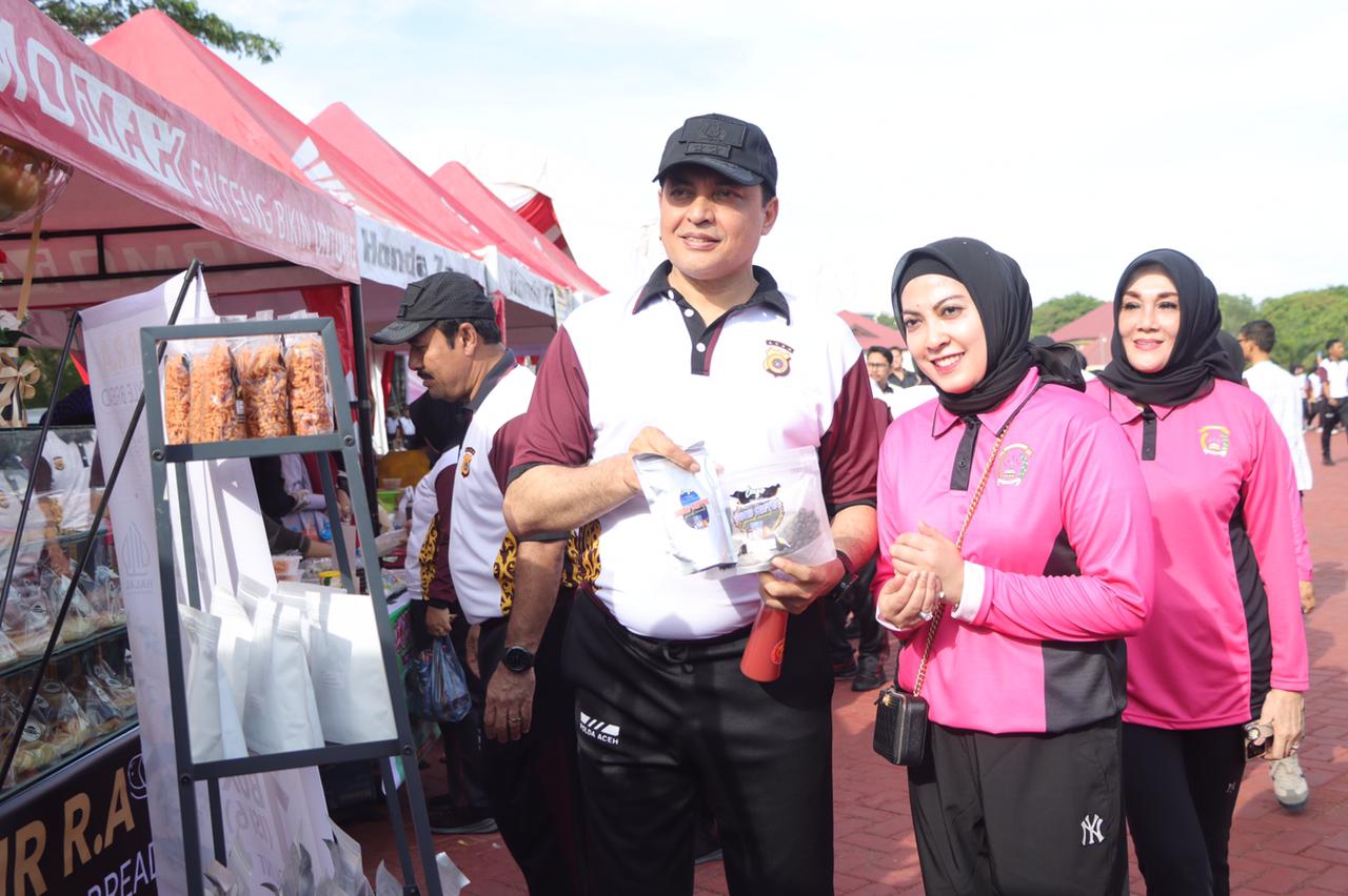 Sambut Hari Jadi Polwan ke 75 Dan HKGB ke 71, Digelar Olahraga Bersama Dan Bazar UMKM di Polda Aceh