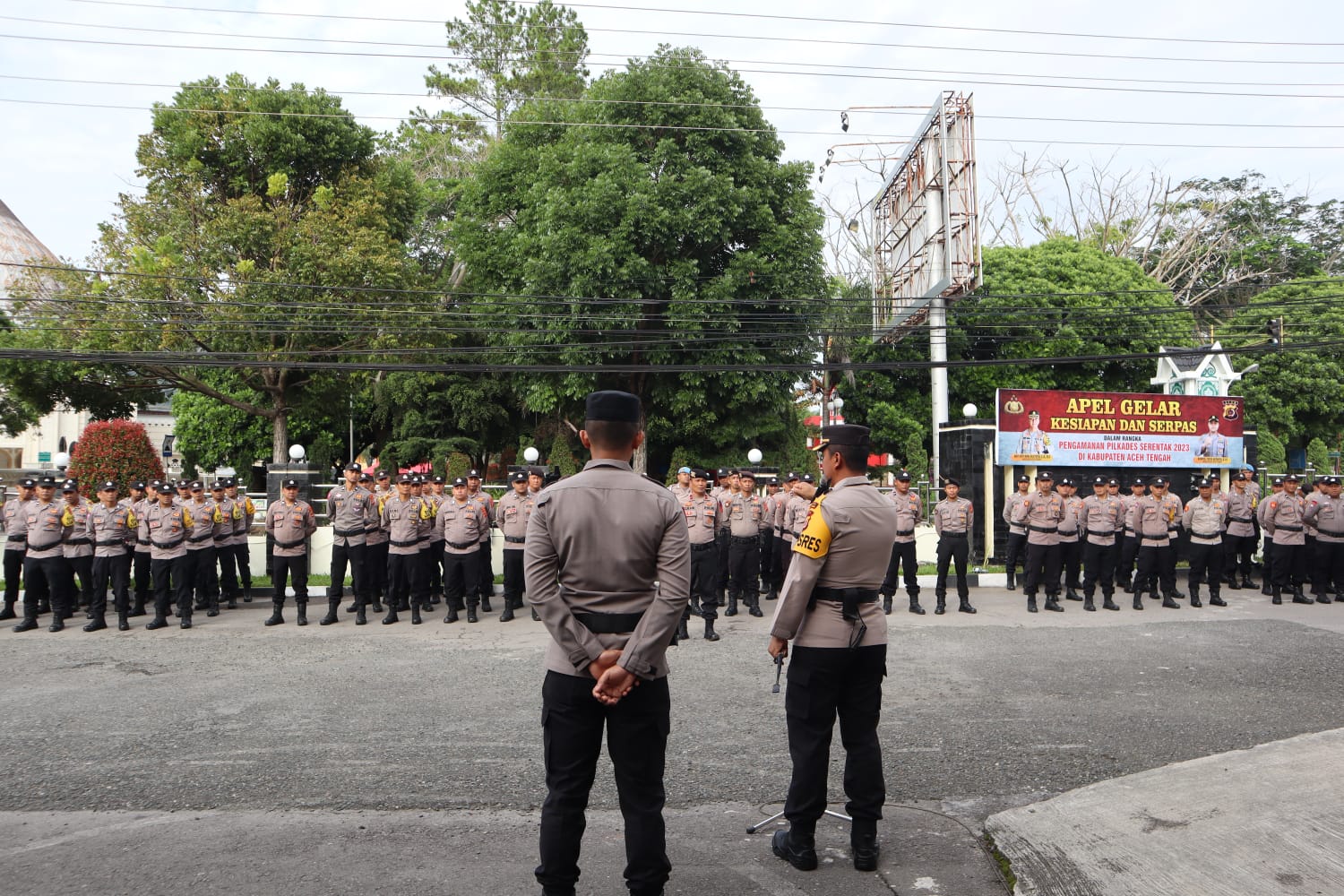 Kapolres Pimpin Apel Gelar Kesiapan Dan Serpas Pengamanan Pilkades Serentak 2023 Di Kabupaten Aceh Tengah