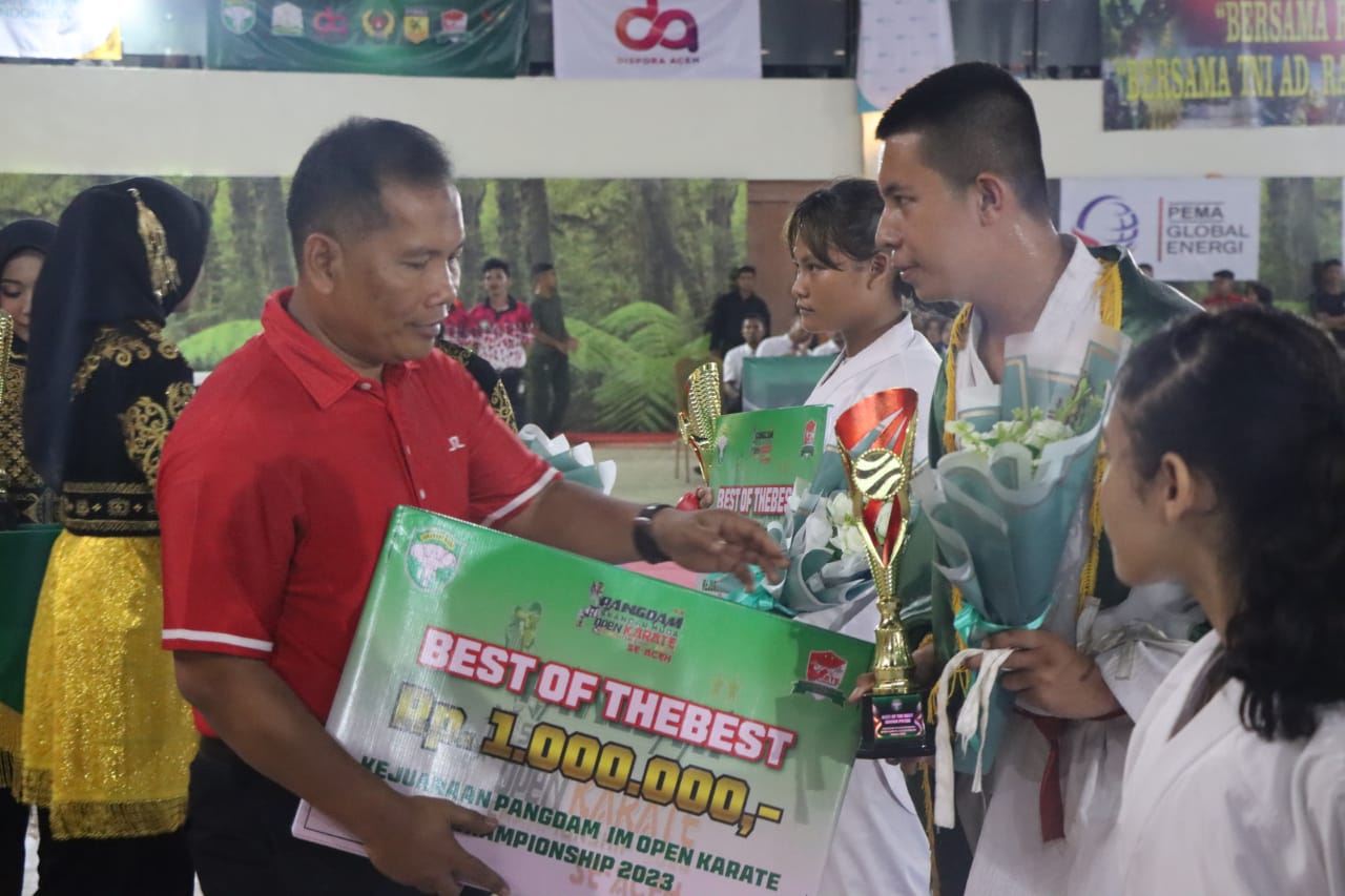 Penutupan Pangdam Iskandar Muda Open Karate Championship 2023 Turut Dihadiri Kabid Humas Polda Aceh