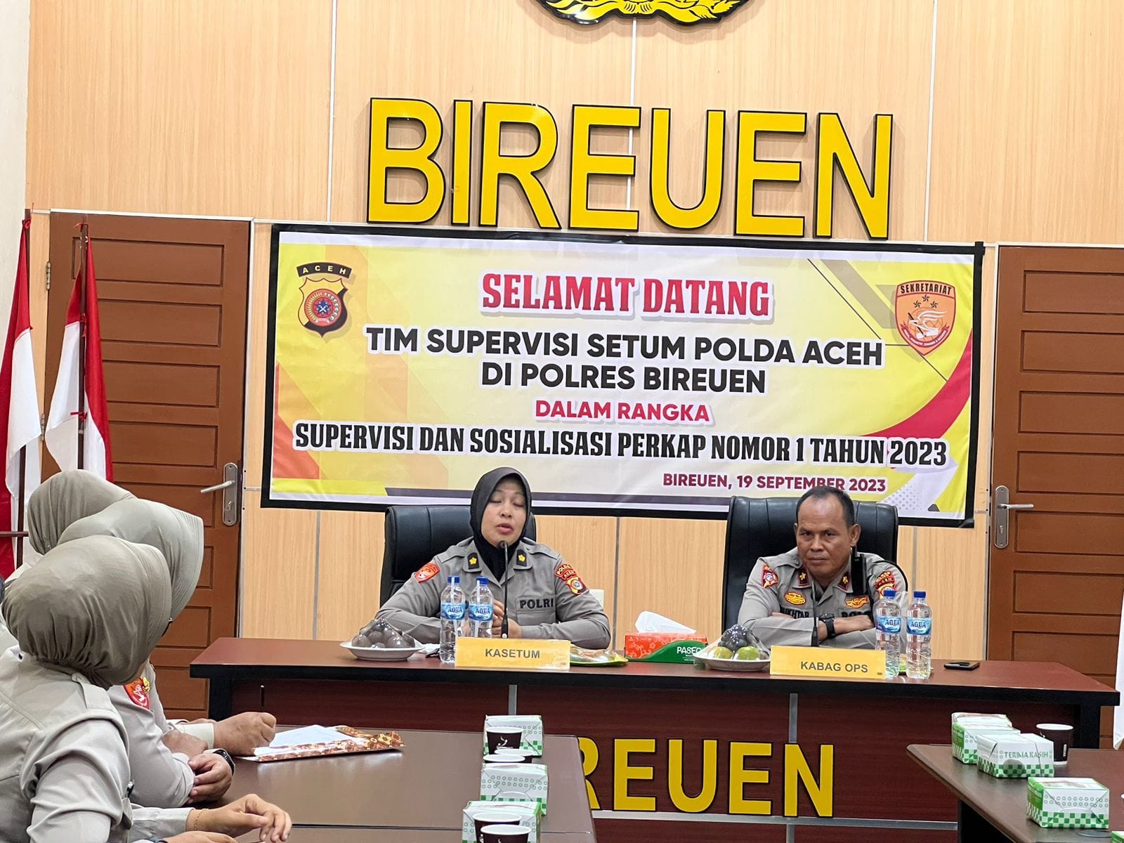 Tim Supervisi Setum Polda Aceh Dalam Rangka Sosialisasi Perkap Nomor 1 Tahun 2023 Di Polres Bireuen