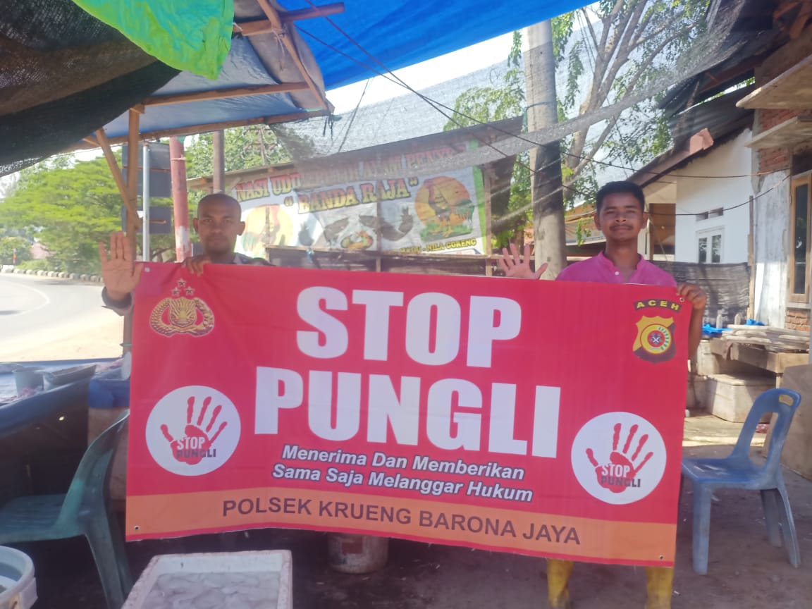 Polsek Krueng Barona Jaya Melaksanakan Kegiatan Sosialisasi STOP PUNGLI