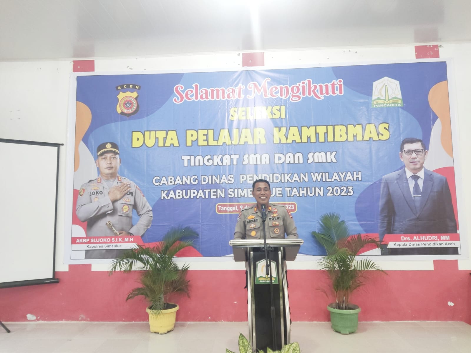 Kasat Binmas Polres Simeulue Hadiri Kegiatan Seleksi Duta Pelajar Kamtibmas Tingkat SMA dan SMK