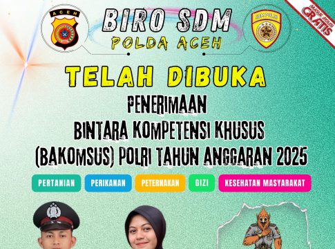 Polda Aceh Buka Pendaftaran Bakomsus Polri, Mulai 11-17 November 2024