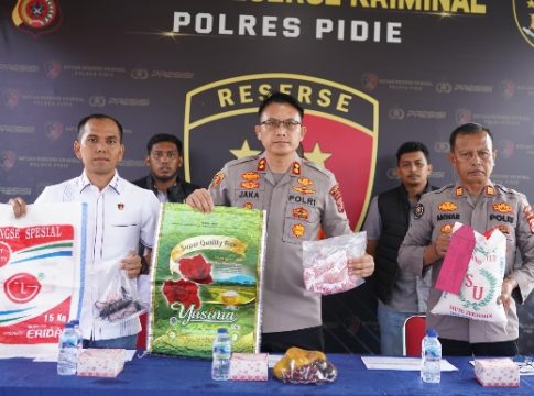 Polres Pidie Amankan Terduga Pelaku Pengoplosan Beras di Grong-Grong